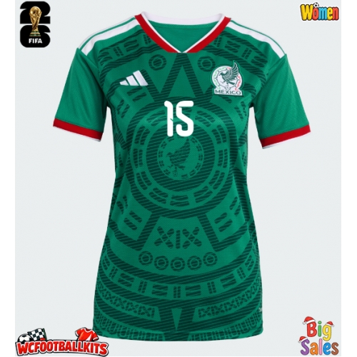 Mexico Israel Reyes #15 Replica Home Stadium Shirt for Women World Cup 2026 Short Sleeve